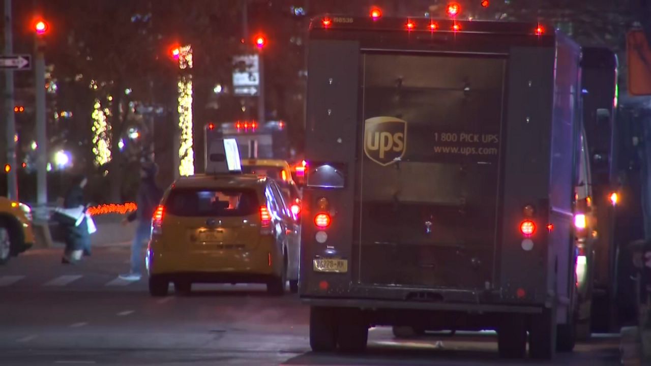 delivery truck at night