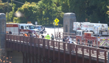 Heavy police presence at Ausable Chasm Bridge on Route 9