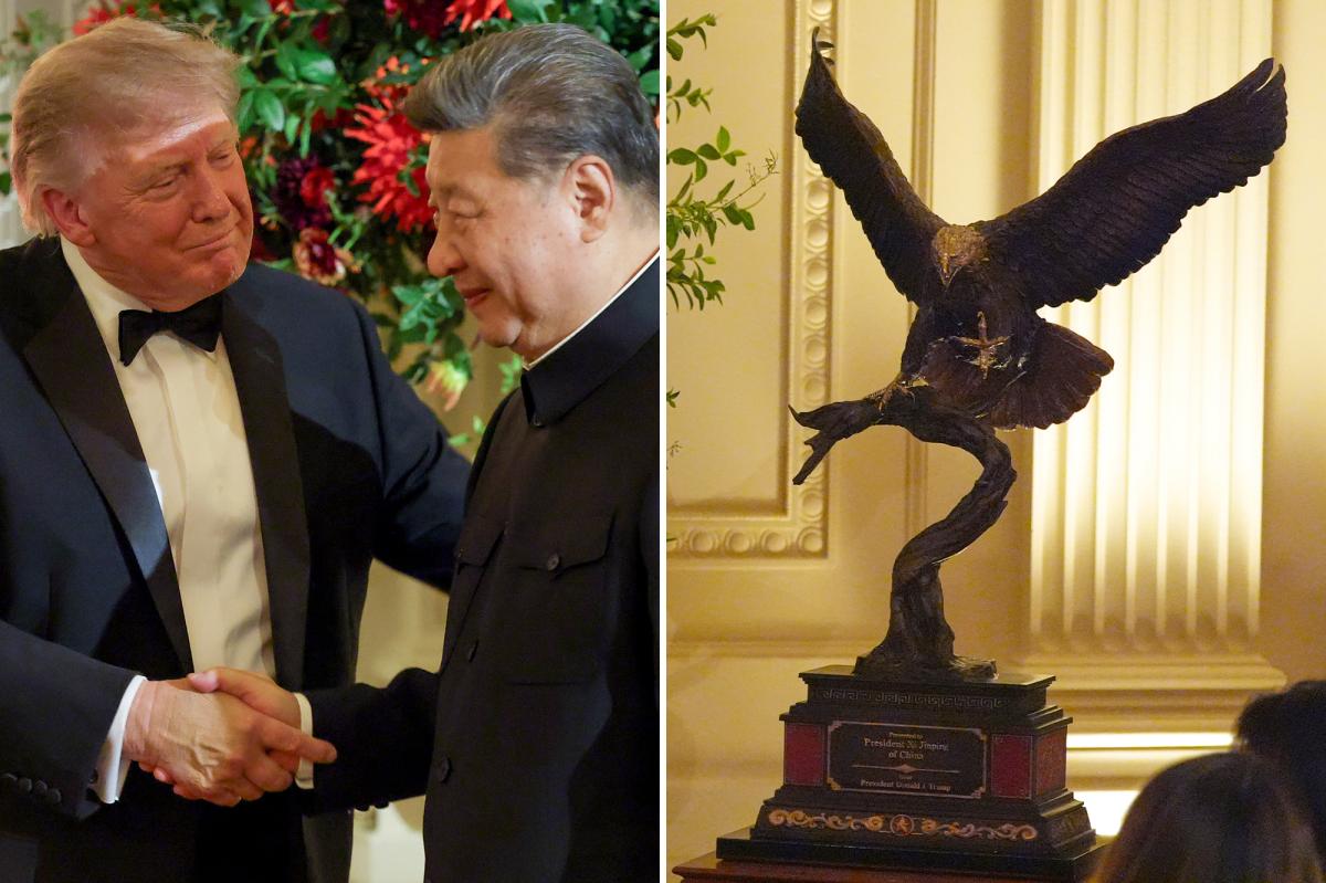 Trump gifts Xi a bald eagle sculpture — invites him to tour new ballroom — at White House state dinner