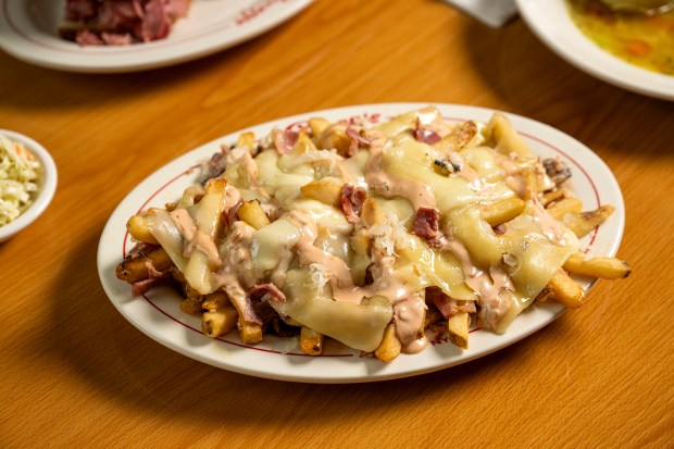 The Full Lee Loaded Reuben Fries will be available at the newly reopened Carnegie Deli in Midtown Manhattan. (Photo by Evan Sung)