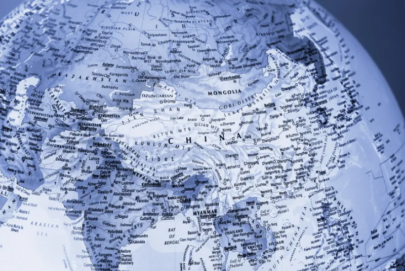 map of Asia, China