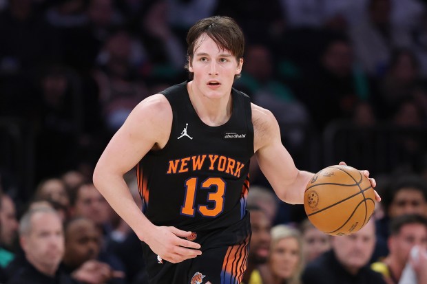 Tyler Kolek of the Knicks in action against the Pacers at Madison Square Garden on March 17. 