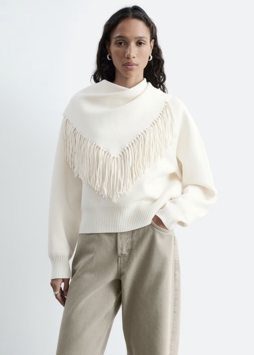 &amp; Other Stories, Scarf Detail Knit Jumper - Off White