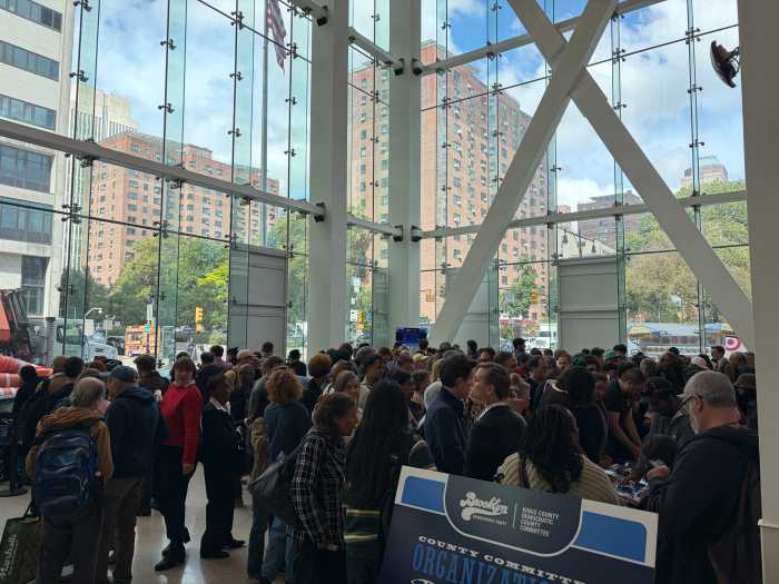 large crowd at brooklyn democratic meeting
