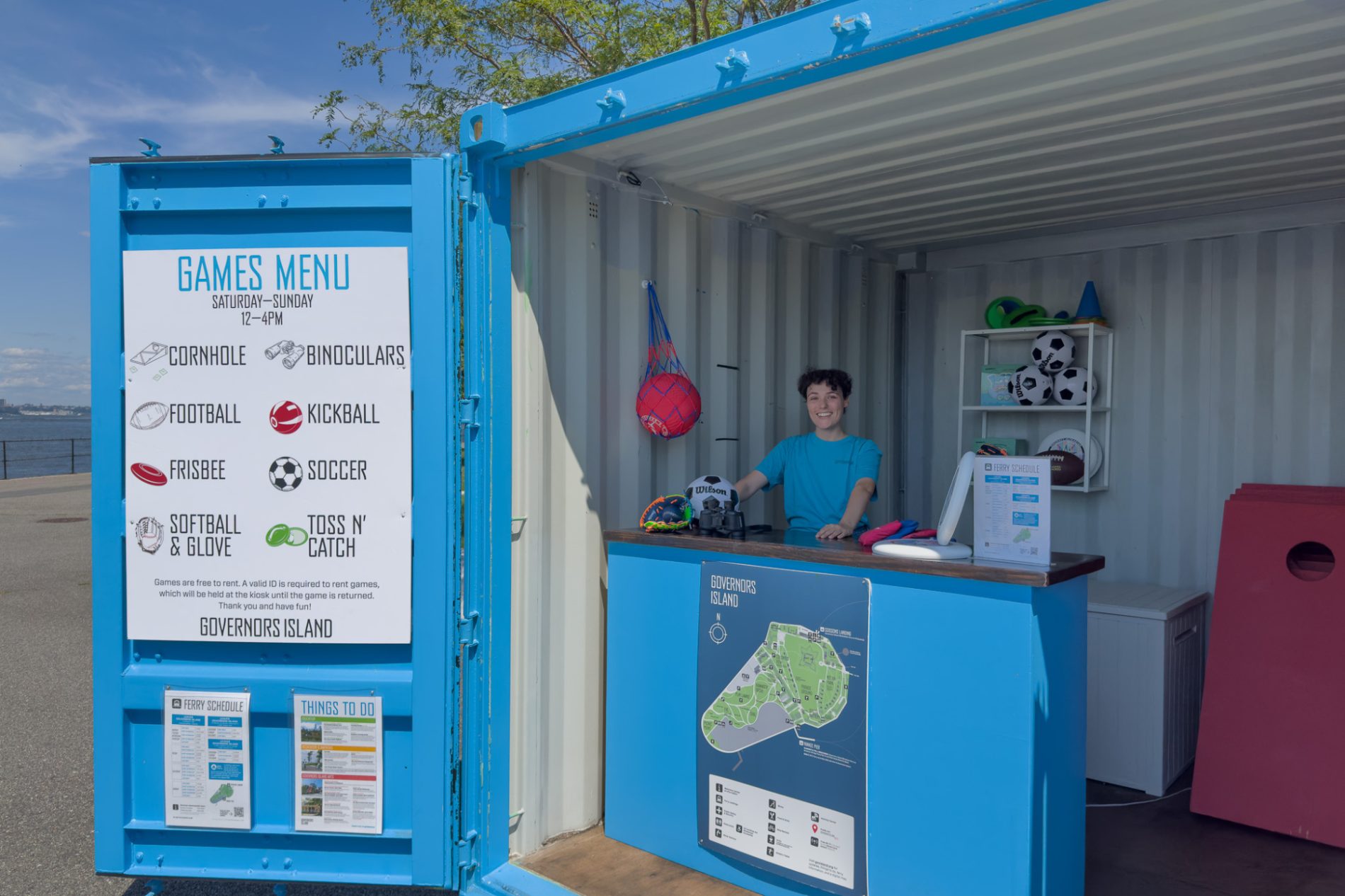 The Governors Island activity center at the Play Lawns