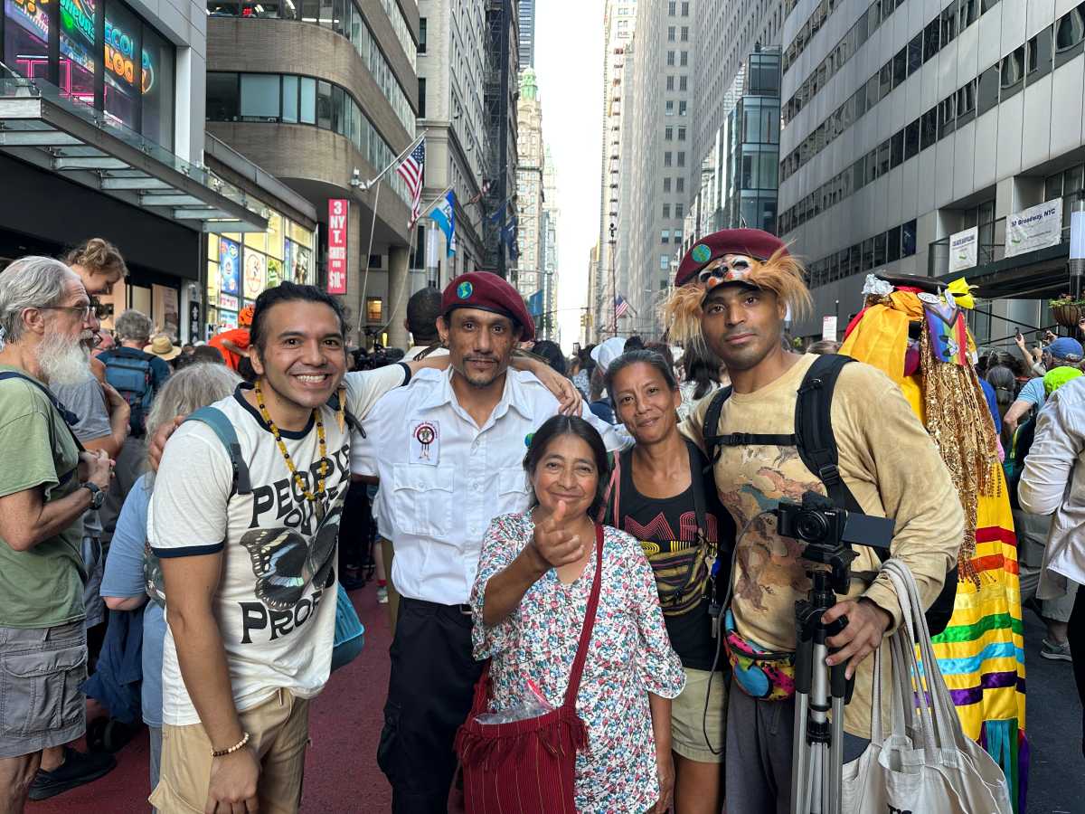 The public enjoyed 40 life-sized buffalo puppets marching through Manhattan.