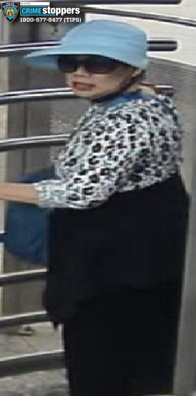 Cops released surveillance photos of this woman who attempted kidnapping a 6-year-old girl in an Upper Manhattan subway station on July 29. (NYPD)