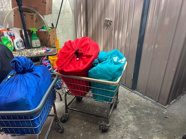 Christopher Davey's laundry bags remained at the laundromat on Saturday.
