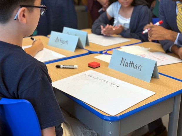 A student is pictured at P.S/I.S. 206 in Brooklyn on Thursday, Sept. 10, 2026, the first day back to school. (Cayla Bamberger / New York Daily News)