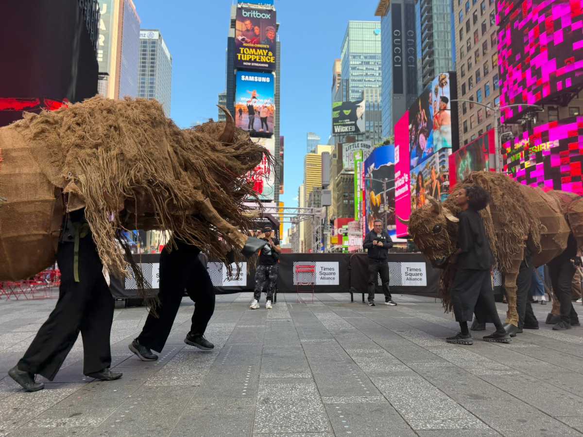 ‘Return of the Buffalo’ stampedes through New York City as life-size buffalo puppets honor Indigenous history