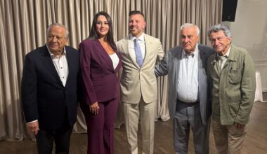 Pamela Michos with Philip Christopher, Mike LiPetri, Efstathios Valiotis, and George Delis. (Photo: The National Herald)