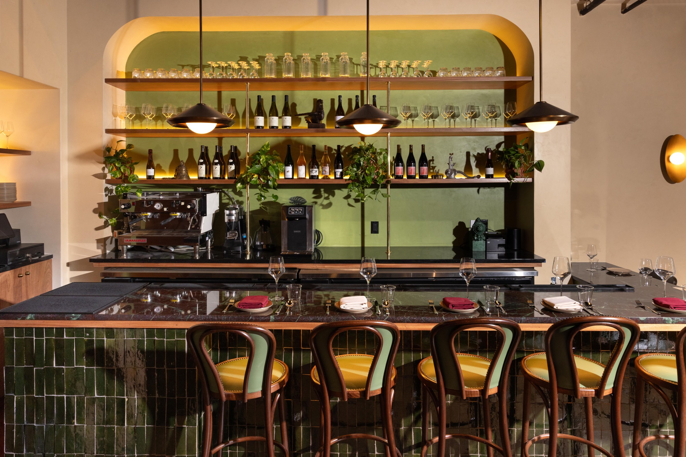 A restaurant bar.