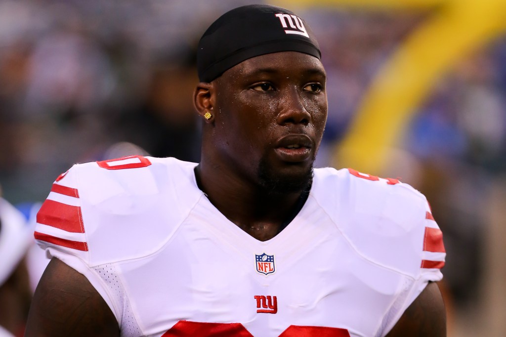 New York Giants defensive end Jason Pierre-Paul (90) prior to the game between the New York Giants and the New York Jets played at Met Life Stadium in East Rutherford, NJ on August 22, 2014. 