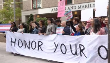 Protest at NYU Langone over ending gender-affirming care