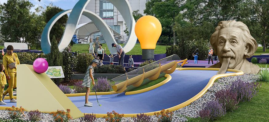 Mini golf is coming to Liberty Science Center, with a heavy dose of physics. PROVIDED BY LIBERTY SCIENCE CENTER