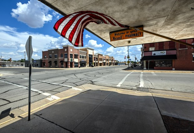 Main Street in Anthony, Kansas, on Sunday, September 6, 2026. The city is home to the state's official 9/11 memorial featuring three pieces of twisted steel from the World Trade Center, dirt from the United Airlines Flight 93 crash site and limestone from the Pentagon. (Photo by Jeff Gritchen, Orange County Register/SCNG)