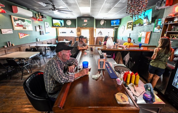 Earl Ratliff has lunch at the Idle Hour bar in Anthony, Kansas, on Sunday, September 6, 2026. The bar, opened in 1878, has hatchet marks in the bar top where famous prohibitionist Carrie Nation smashed alcohol in the early 20th Century, according to bartender Ali Harbin. (Photo by Jeff Gritchen, Orange County Register/SCNG)