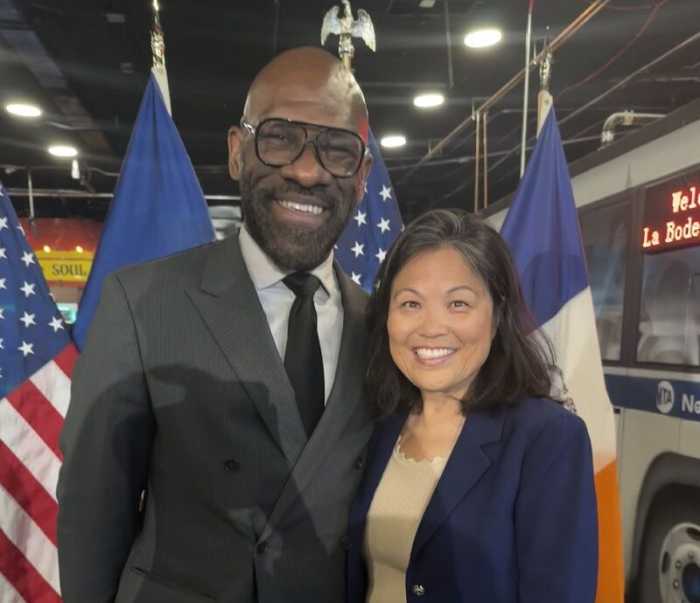 NYC Deputy Mayor for Economic Justice and Peters attend an event highlighting economic development in the Bronx.