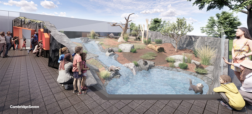 A rendering for the new River Otter exhibit coming to Liberty Science Center as part of Project Supernova. PROVIDED BY LIBERTY SCIENCE CENTER