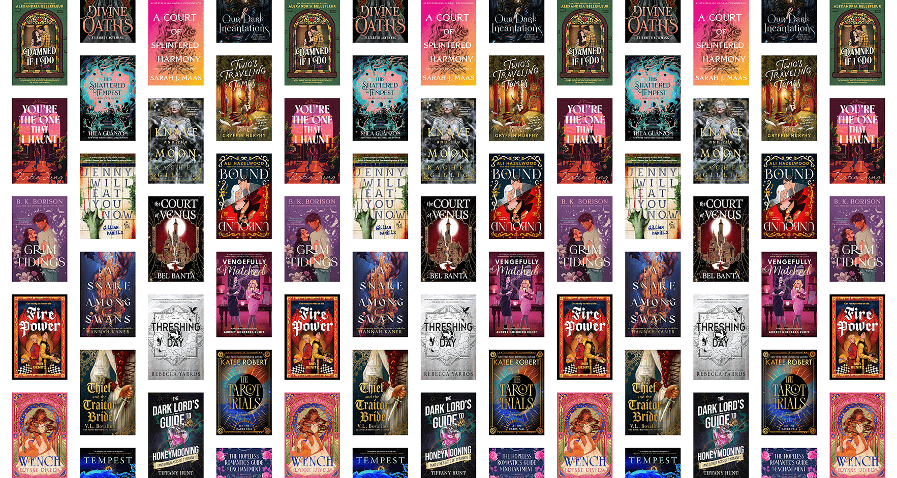 covers of 22 romantasy titles releasing in Fall 2026
