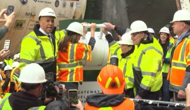 The 1,700-ton machines are 500 feet long, with cutter heads more than 28 feet wide. (Spectrum News NY1)