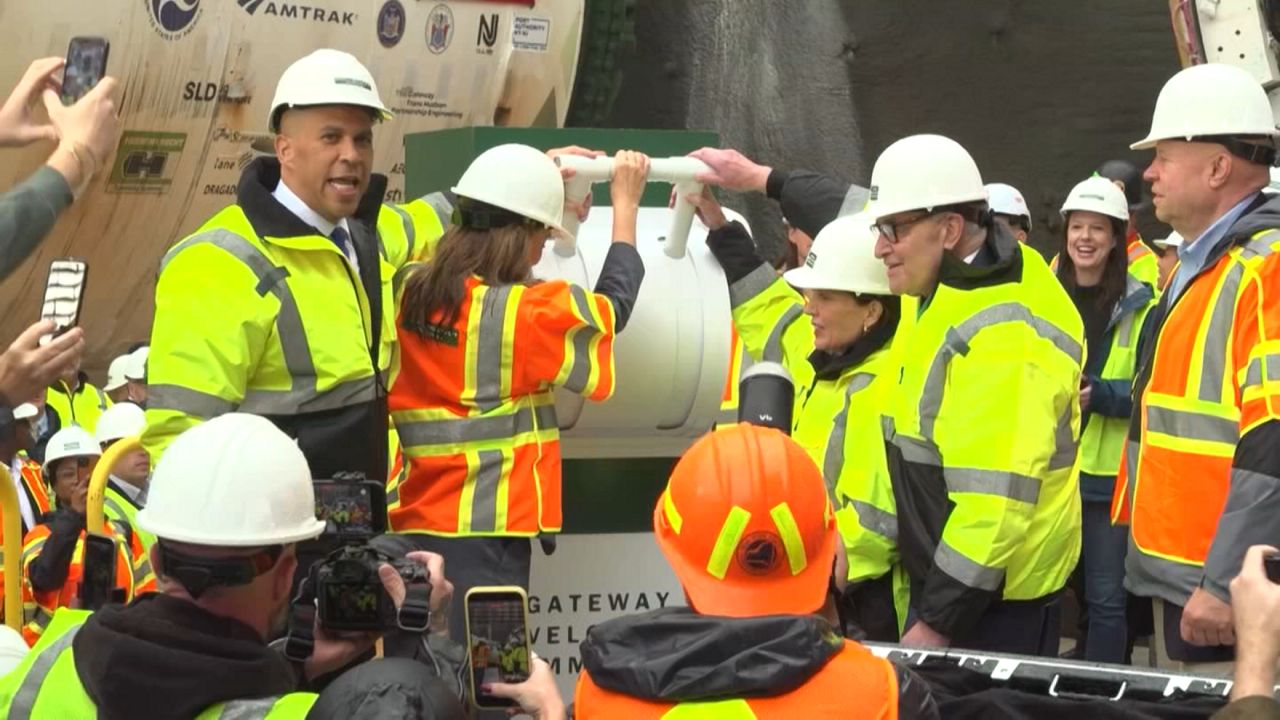 The 1,700-ton machines are 500 feet long, with cutter heads more than 28 feet wide. (Spectrum News NY1)