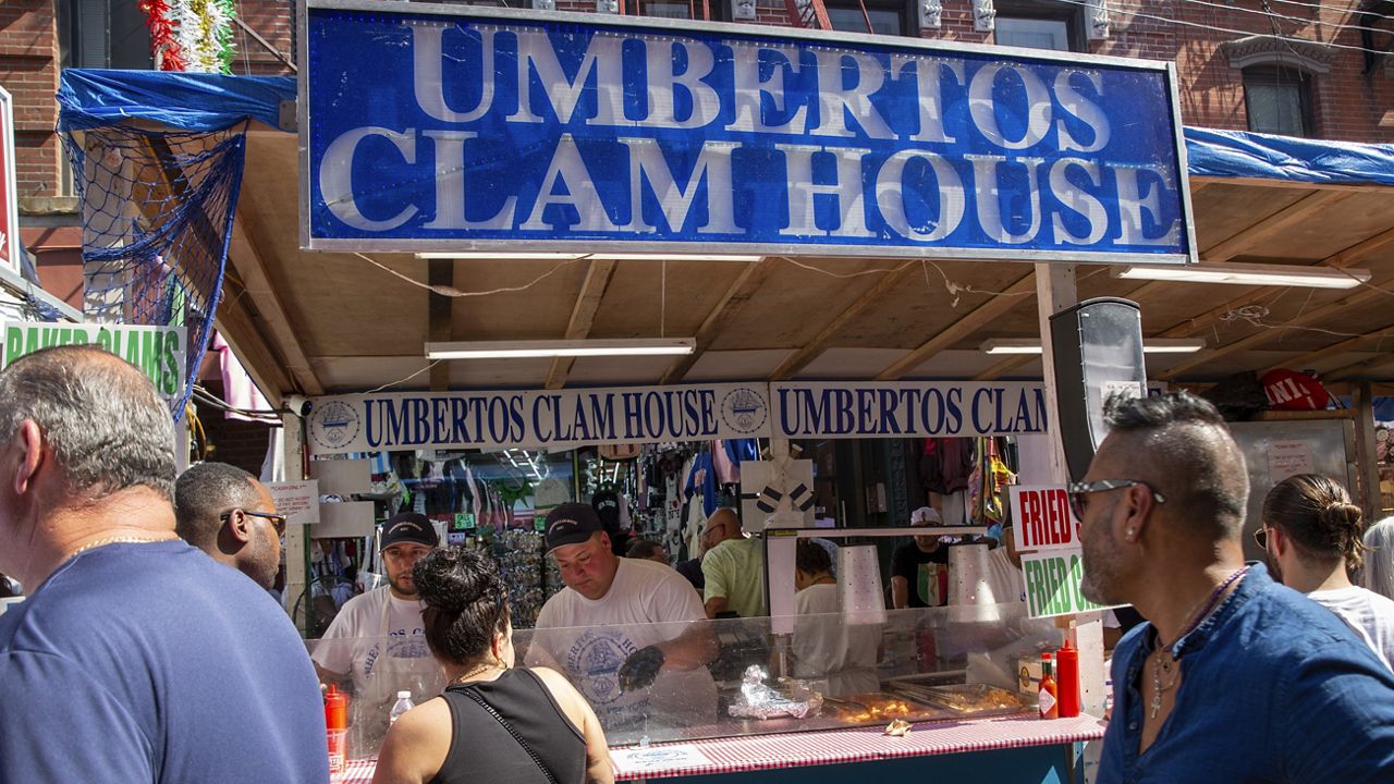 The 98th annual The Feast of San Gennaro festival is in the Little Italy neighborhood of Manhattan, New York City, on Saturday, September 14, 2024. (AP Photo/Ted Shaffrey)