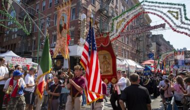 The 98th annual The Feast of San Gennaro festival is in the Little Italy neighborhood of Manhattan, New York City, on Saturday, September 14, 2024. (AP Photo/Ted Shaffrey)