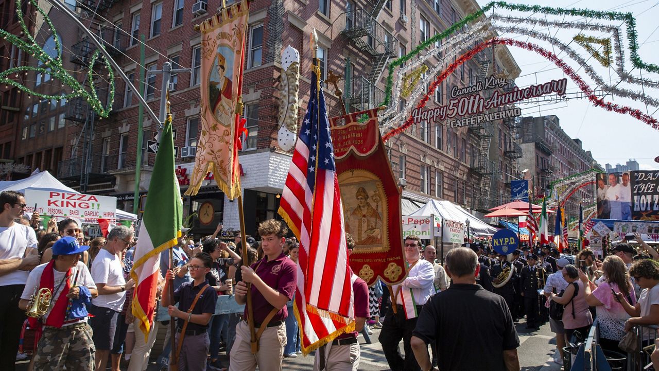 The 98th annual The Feast of San Gennaro festival is in the Little Italy neighborhood of Manhattan, New York City, on Saturday, September 14, 2024. (AP Photo/Ted Shaffrey)