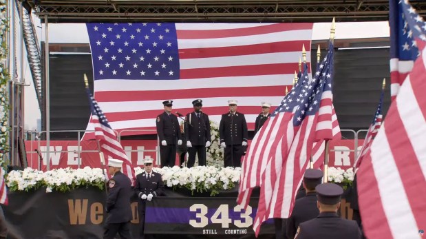 The FDNY holds a memorial service to commemorate the 25th anniversary of 9/11 attacks and honor the 343 FDNY members who died that day, as well as the FDNY members, active and retired who have since died from World Trade Center-related illnesses at Staten Island University Hospital Community Park stadium on Staten Island on Wednesday, Sept. 9, 2026. (FDNY)