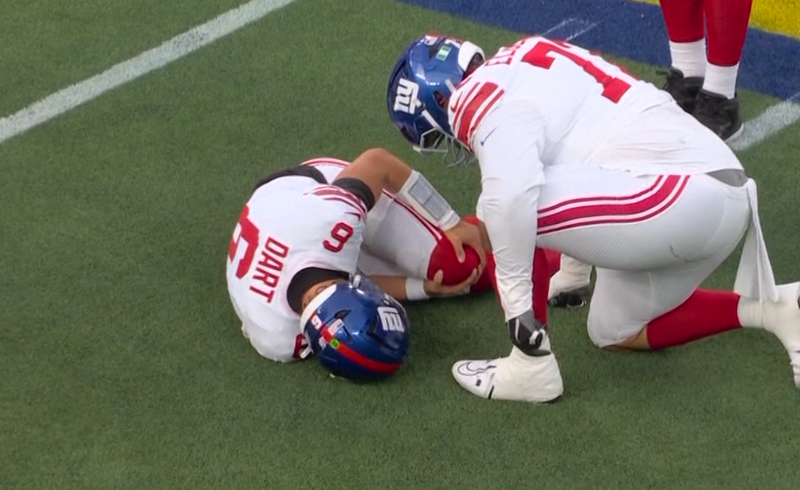 News 12 | Brooklyn | Jaxson Darts Knee Injury Is Still Being Evaluated Giants Coach John Harbaugh Says