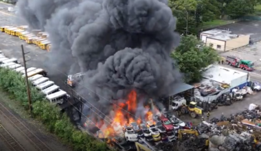 News 12 | Bronx | Firefighters Battle Massive Flames At Bay Shore Scrapyard