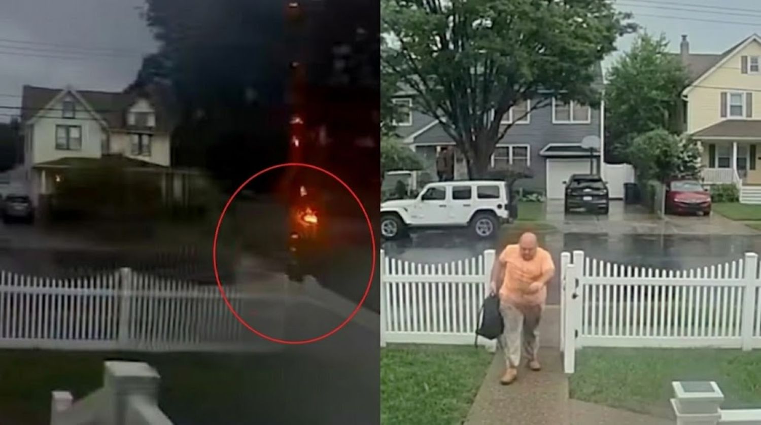 Staten Island Man Survives Lightning Strike Caught on Doorbell Camera