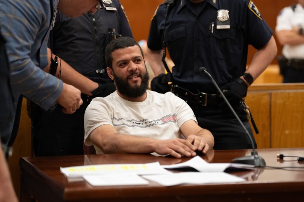 Yehia Amin smiles in Manhattan Supreme Court before the Hon. Althea Drysdale during his sentencing for a 2023 assault of an Israeli tourist in Times Square Tuesday, Sept. 15, 2026 in Manhattan, New York. (Barry Williams/ New York Daily News)