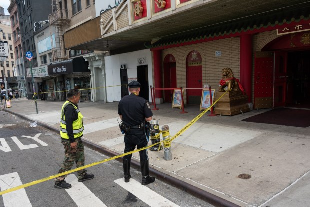 Police investigate after multiple pedestrians were struck by a truck on Canal St. and Bowery St. in Manhattan on Thursday, Sept. 10, 2026. (Gardiner Anderson / New York Daily News)