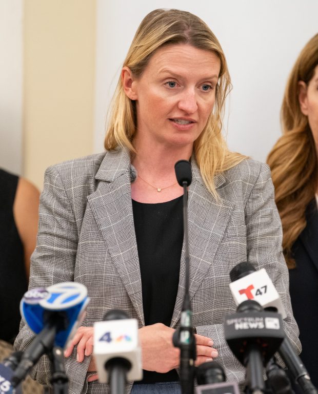 New York City Councilwoman Virginia Maloney speaks during a press conference at Lenox Hill Hospital Tuesday, July 21, 2026 in Manhattan, New York. (Barry Williams/ New York Daily News)