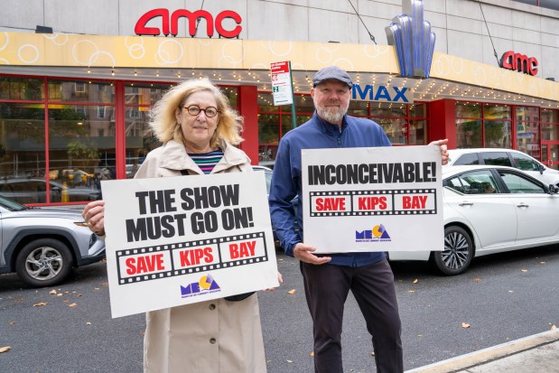 Assemblymember Keith Powers was joined by other Elected Officials as he headed a Rally in an effort to stop the planned closure of the AMC Theatre located at 570 2nd Avenue in Manhattan on Sunday September 20, 2026. 1136. (Theodore Parisienne / New York Daily News)