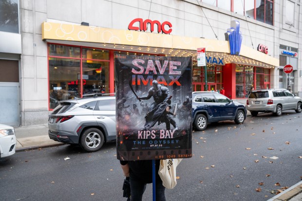 Assemblymember Keith Powers was joined by other Elected Officials as he headed a Rally in an effort to stop the planned closure of the AMC Theatre located at 570 2nd Avenue in Manhattan on Sunday September 20, 2026. 1136. (Theodore Parisienne / New York Daily News)