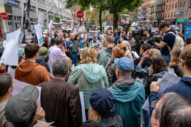 Assemblymember Keith Powers was joined by other Elected Officials as he headed a Rally in an effort to stop the planned closure of the AMC Theatre located at 570 2nd Avenue in Manhattan on Sunday September 20, 2026. 1136. (Theodore Parisienne / New York Daily News)