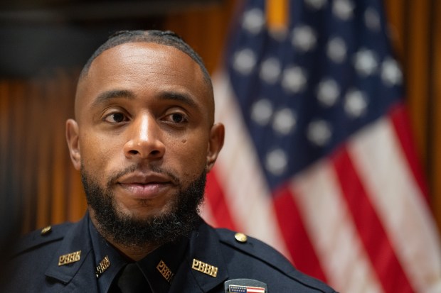 NYPD Sgt. Ruben Cespedes talks with the media Wednesday, Sept. 16, 2026, in Manhattan, New York. (Barry Williams/ New York Daily News)