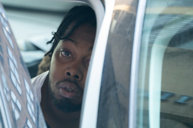 Zykil Adamson is pictured in police custody leaving the NYPD's Midtown South stationhouse on Tuesday, May 21, 2024 in Manhattan, New York. (Barry Williams for New York Daily News)