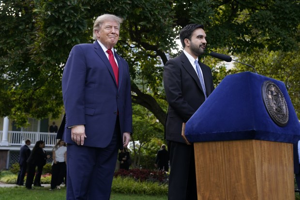 President Donald Trump and New York City Mayor Zohran Mamdani speak to the media after meeting in the Manhattan on Monday, Sept. 21, 2026. (Barry Williams/ New York Daily News)