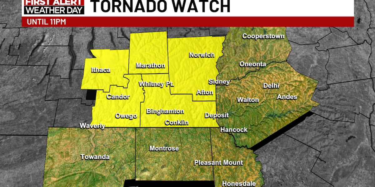 Tornado watch issued for Southern Tier counties