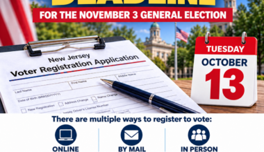 A flyer reminding residents that Tuesday, October 13, is the deadline to register to vote in the 2026 General Election. Election Day is Tuesday, November 3.