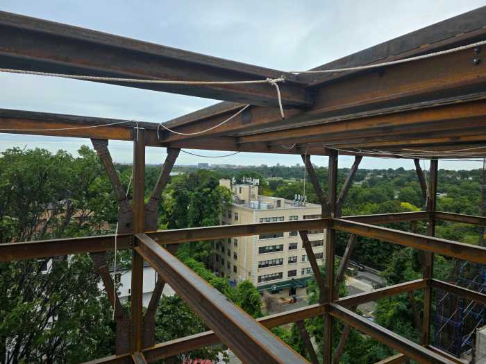 The project involves expanding the frame of the building by 20 feet. Photo by Shane O'Brien.