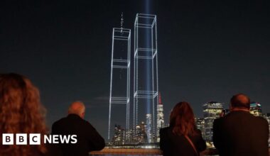 Drone display recreates the Twin Towers over New York City