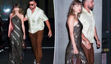 Taylor Swift and Travis Kelce match in silky stripes for NYC date night