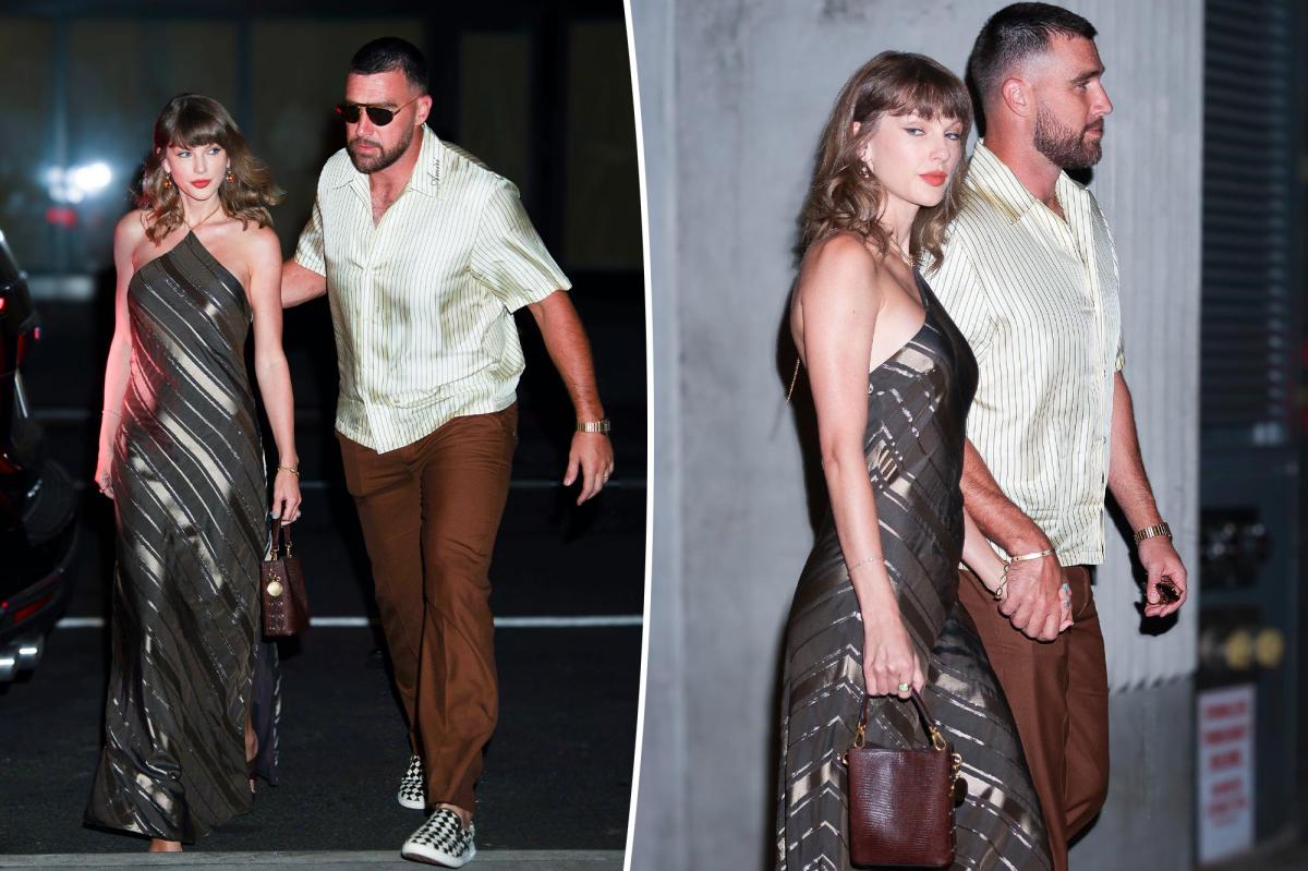Taylor Swift and Travis Kelce match in silky stripes for NYC date night