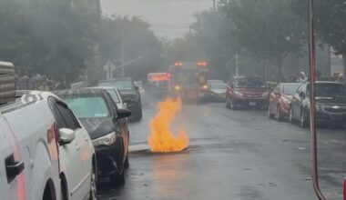 News 12 | Bronx | Flames Shoot From Grate During Manhole Blaze In Brighton Beach