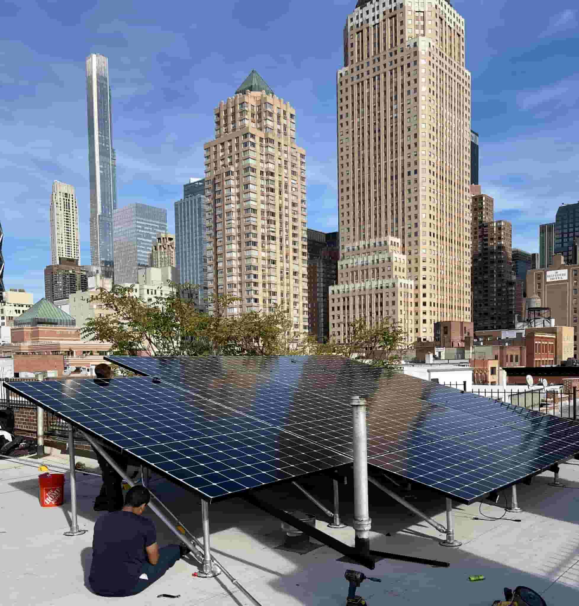 solar panel on a Brooklyn rooftop